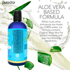 PURA D'OR color-safe shampoo label highlights suitability for color-treated hair.
