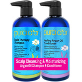 PURA D'OR Scalp Therapy Shampoo bottle with tea tree and peppermint for soothing scalp care.