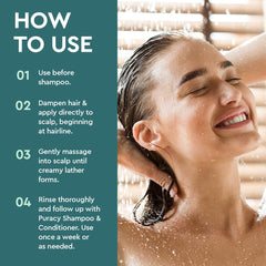 Puracy Scalp Scrub Himalayan salt ingredient emphasizes exfoliation for buildup removal.