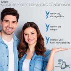 PURA D'OR Moisture Protect detangling action shown on tangled hair.