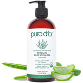 PURA D'OR Organic Aloe Vera Gel bottle provides deep skin hydration