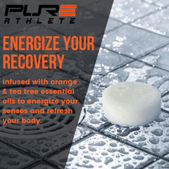Pure Athlete energizing shower steamer orange-tea-tree-diffuser in action for citrus aroma boost.