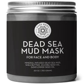 Pure Body Naturals Dead Sea Mud Mask jar closeup highlighting mineral-rich texture for clear skin.