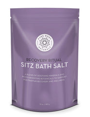Pure Body Naturals Sitz Bath Salt packaging highlights vegan, cruelty-free formula for gentle postpartum care