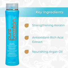 Pure Brazilian Anti-Frizz Daily Shampoo keratin-enriched formula reinforces cuticles.