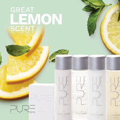 Pure By Gloss lotion being applied, lemon scent for smooth skin