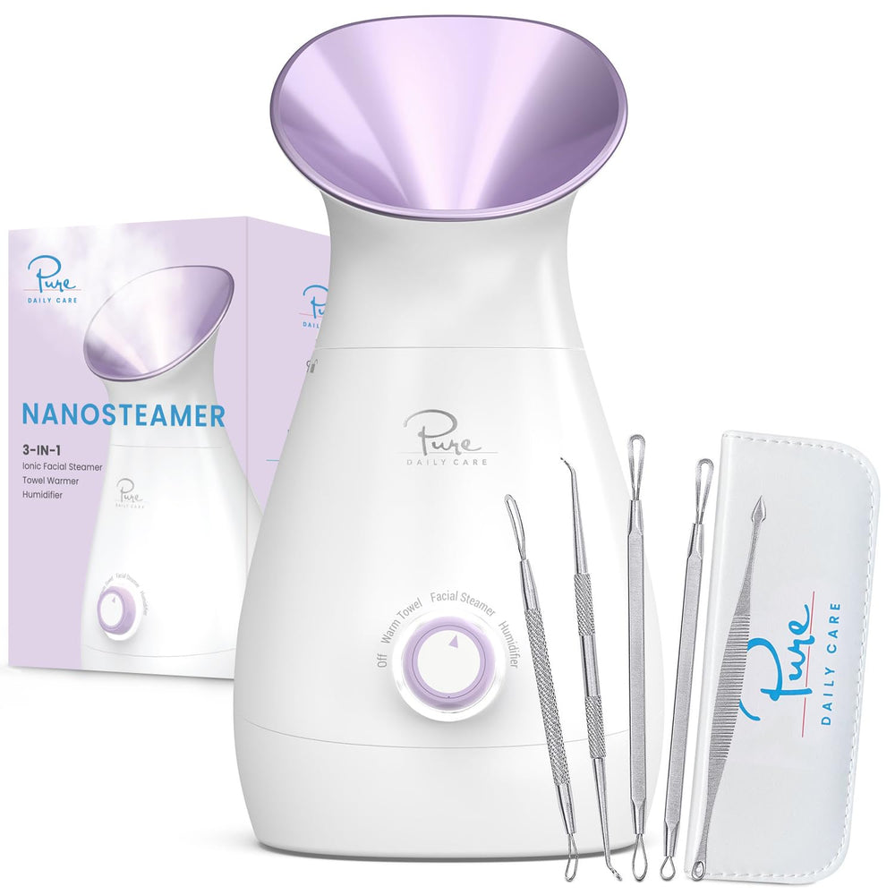 Pure Daily Care NanoSteamer Lilac front view for spa-quality facial steam.