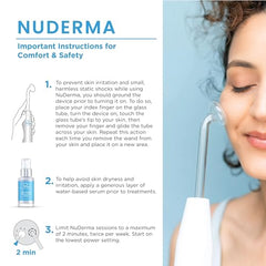 Pure Daily Care NuDerma Argon tongue wand targets cheeks and forehead with argon high frequency.