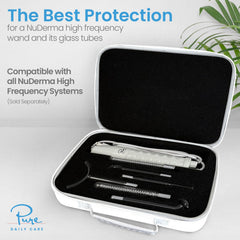 Pure Daily Care NuDerma case interior shows six wand slots for tidy storage.