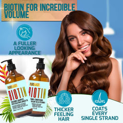 Pure Nature Lux Spa Biotin Conditioner bottle offering soft hair and shine