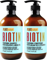 Pure Nature Lux Spa Biotin Shampoo bottle showing volume-boosting action