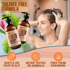 Pure Nature Lux Spa salon formula bottle suggests premium treatment with frizz control.