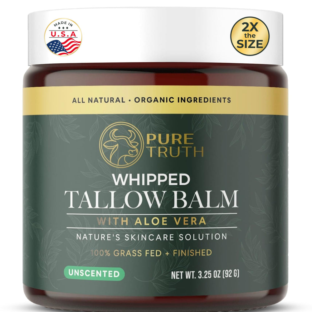 Pure Truth beef tallow skin jar — unscented moisturizer for daily face and body hydration.
