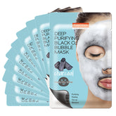 Purederm Deep Purifying Black O2 Bubble Mask foaming action cleanses pores.