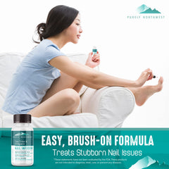Purely Northwest applicator brush tip shown for precise daily nail treatment.