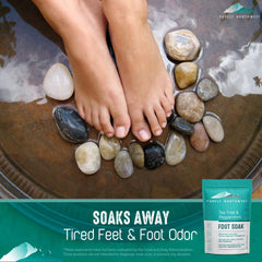 Purely Northwest foot odor-relief scene highlighting fresh-smelling feet after a soak