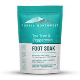 Purely Northwest tea tree peppermint foot soak bottle promotes comfort after daily wear