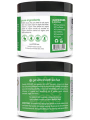 PureSCRUBS premium cucumber scrub packaging and wooden spoon for a spa-like at-home routine