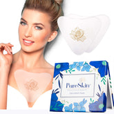 PureSkin chest wrinkle pads 4-pack packaging demonstrates easy nighttime wrinkle care.