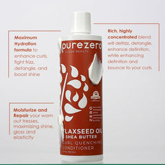 Purezero curl care set packaging highlights zero sulfates and vegan cruelty-free claim