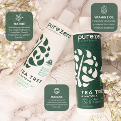 Purezero Matcha label detail emphasizing energizing cleanse and freshness