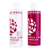 Purezero Apple Cider Vinegar Shampoo bottle highlights detox scalp and balanced hair care