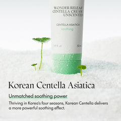 PURITO Centella Unscented Cream being applied to cheek, soothing look suggests immediate comfort.
