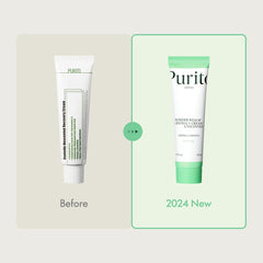 PURITO Centella Unscented Cream texture close-up shows creamy, lightweight feel ideal for daily use.