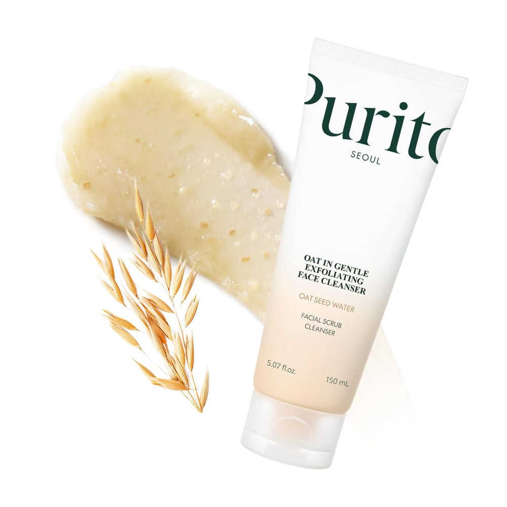 PURITO Oat Exfoliating Polish cleanser packaging shows vegan daily-use exfoliant.