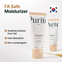 Purito Oat In Calming Gel Cream dispensing pump demonstrates non-greasy moisturization.