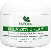 PurOrganica Urea 20% Foot Cream bottle boosts hydration for dry, rough feet.