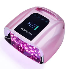 Purtato 96W UV LED nail lamp front view in plating pink for salon-grade curing.