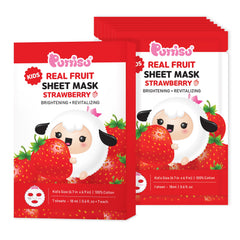Puttisu real fruit essence droplets on mask illustrate nourishing moisture for delicate skin.