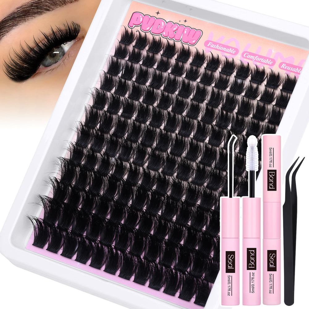 PVDKIW fluffy lash clusters spikes kit for salon-like drama at home.
