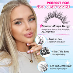 PVDKIW Wispy Lash Clusters 12mm close-up, adds soft volume for daytime glam.