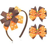 Pvoiue fall Thanksgiving headband with turkey centerpiece for festive styling