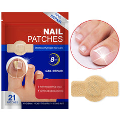 Pwkvsn patch on fingernail highlights sensitive-skin safety.