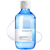 Pyunkang Yul PKY cleansing water bottle pour demonstrating gentle makeup removal and hydration