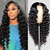 PYY Deep Wave Lace Front Wig closeup showing natural hairline blend