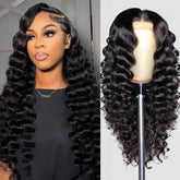 PYY Deep Wave lace front wig shows natural volume for versatile styling.