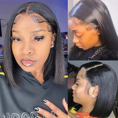 Qangelabeauty bob wig 13x4 side-part view enables versatile styling options.