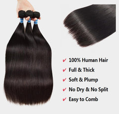 Qanlynny 10A straight bundles 22-inch weft detail highlights double weft strength for fullness.