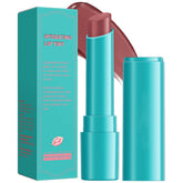 Qawnfy lip tint dusty rose balm cap closeup highlighting compact lip care packaging