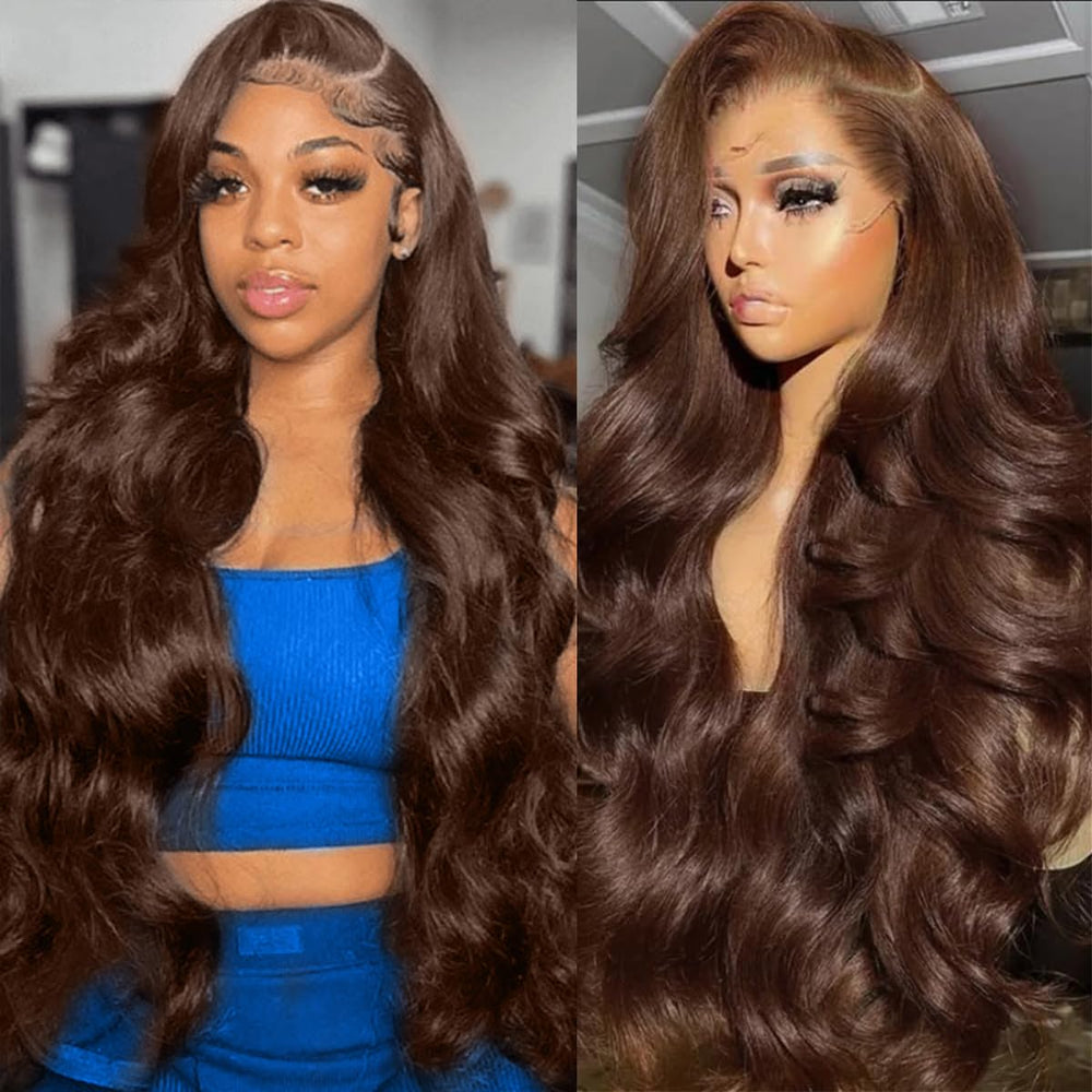 QBRVP wig chocolate brown lace-front closeup highlights natural hairline and shine