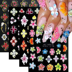 Qdsuh 5D embossed hibiscus nail stickers for quick, stylish at-home manicure.
