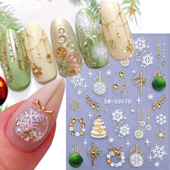 Qdsuh Christmas nail stickers Elk-reindeer motif for playful winter nails.