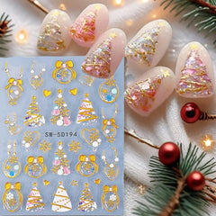 Qdsuh Christmas nail stickers gold-bell pattern for chic holiday accents.
