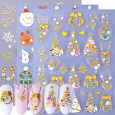 Qdsuh Christmas nail stickers with gold snowflake for festive, long-wear holiday nails.