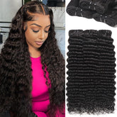QGVQGV deep wave bundles 22-inch natural black show smooth texture for everyday wear