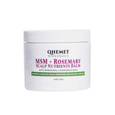 Qhemet Biologics MSM + Rosemary Scalp Balm bottle for soothing scalp nourishment.